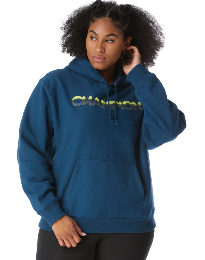 Sudadera Con Capucha Champion Mujer - Plus Reverse Weave Ombre Chenille Applique ( Azules ) 3756184-